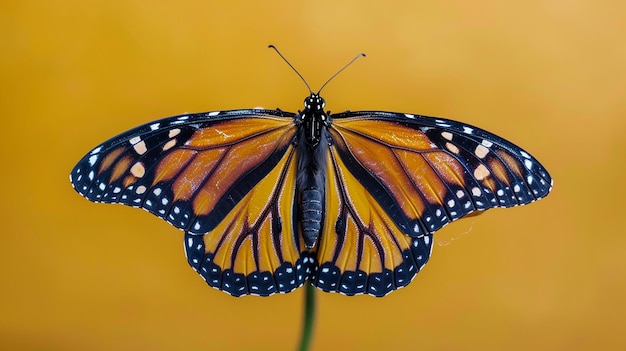 Photo a butterfly that is on a yellow background