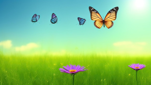 Butterfly on a wildflower meadow