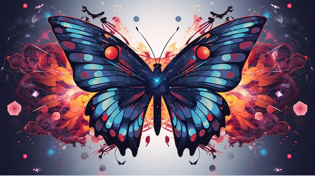 A butterfly with a blue butterfly on it