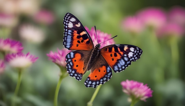 a butterfly with blue and white markings on its wings