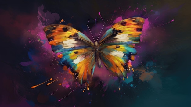 A butterfly with a colorful butterfly on it