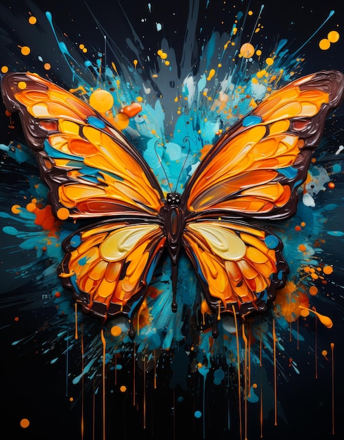 The butterfly with colorful wings abstract art