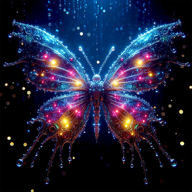 a butterfly with lights on it and a butterfly on the back