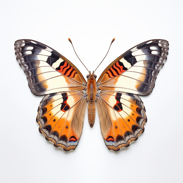 A butterfly with orange and black markings and the word " monarch " on the back.