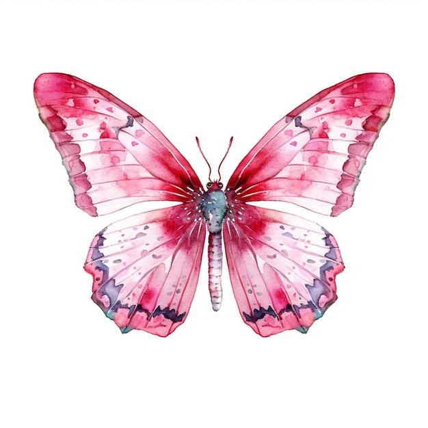 Butterfly with pink wings and blue dots on wings generative ai