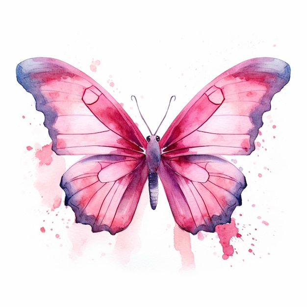 Butterfly with pink wings and purple wings on a white background generative ai