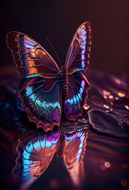 Butterfly with purple colors generative AI