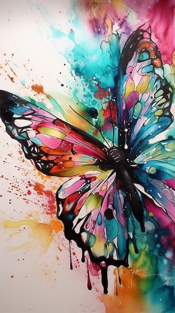 A butterfly with a splash of paint.