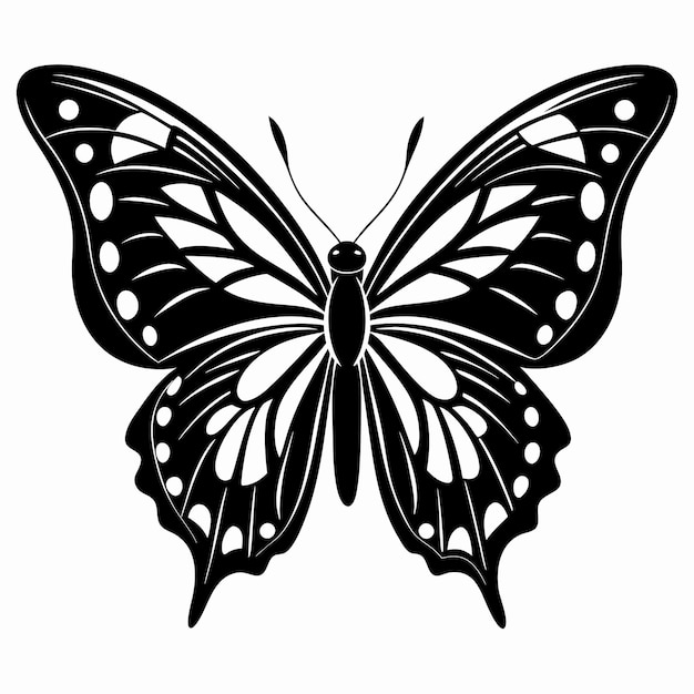 a butterfly with white dots and black spots on it