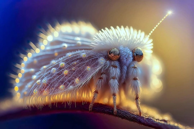 A butterfly with white wings and a yellow eye.