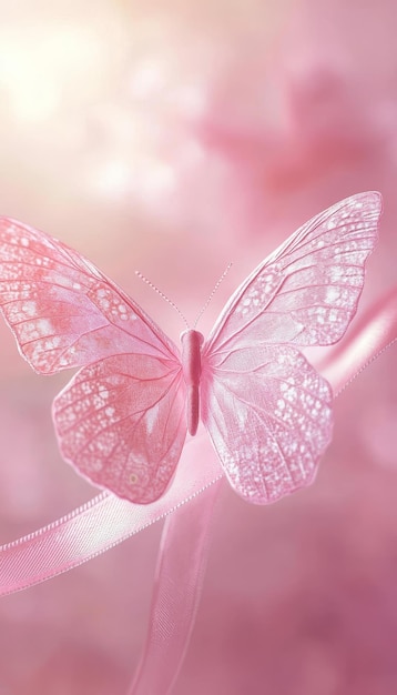 Butterfly with Wings Patterned in Shades of Pink