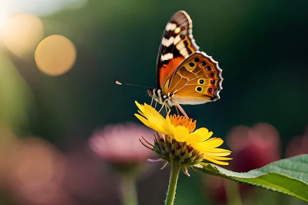 A butterfly on a yellow flower