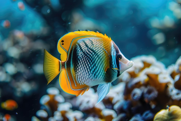 Butterflyfish Kleinii are tropical marine fish found on coral reefs in the Atlantic Indian and Pacif