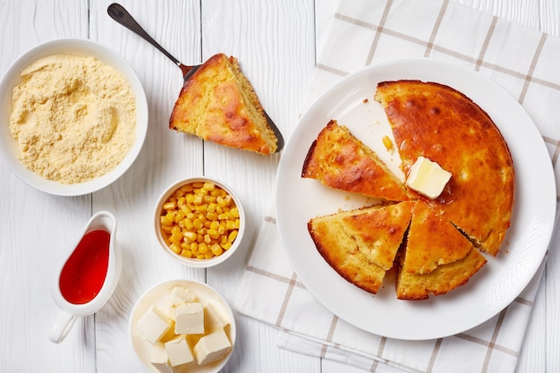 Buttermilk Cornbread topped with melted butter