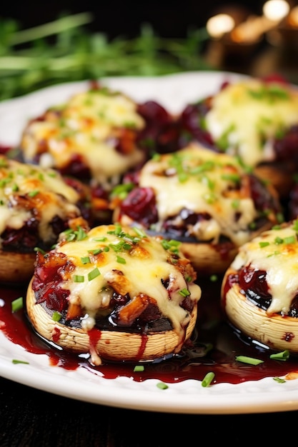 Button mushroom baked with cheese