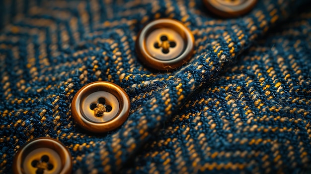 Photo buttons on the sleeve of a mens jacket closeup button