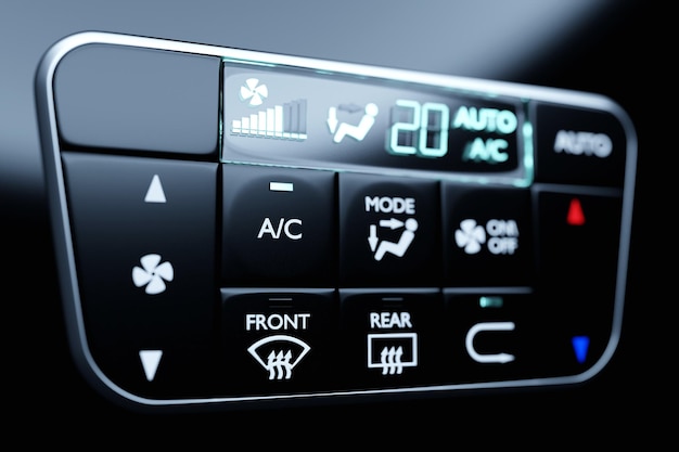 Buttons for turning on the car air conditioner on the climate control panel 3D illustration