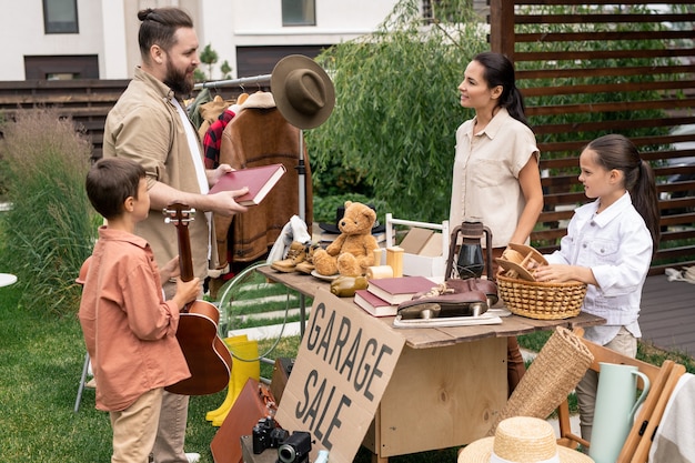 Buying book at yard sale