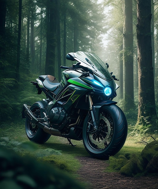 BY THE FOREST SIDE FUTURISTIC MOTORCYCLE