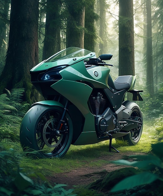 BY THE FOREST SIDE FUTURISTIC MOTORCYCLE