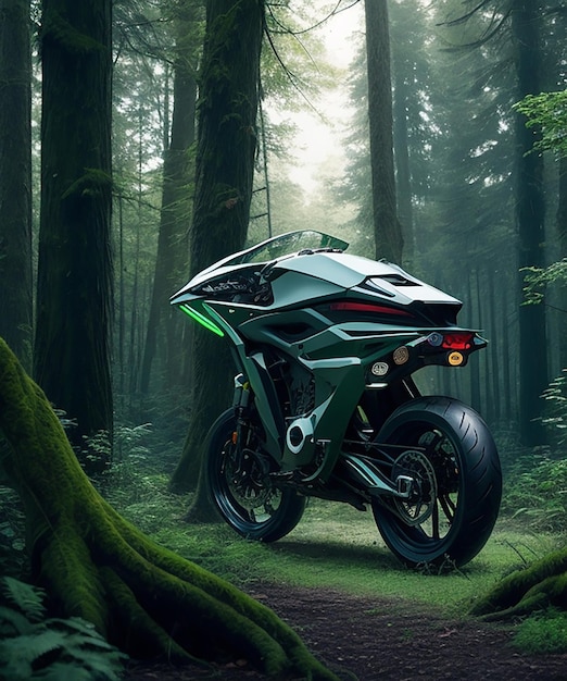 BY THE FOREST SIDE FUTURISTIC MOTORCYCLE