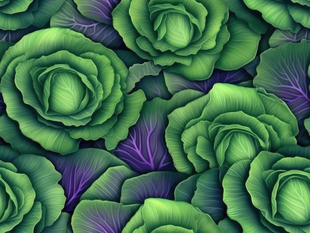 Cabbage background as seamless tile generative AI