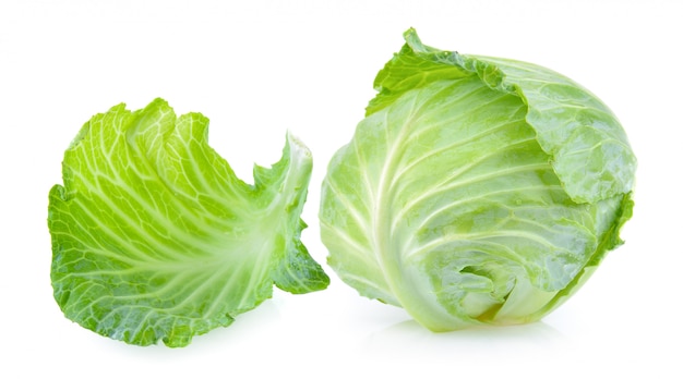 Cabbage leaf on white 