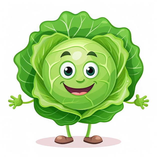 Photo cabbage vegetable cartoon vector icon illustration food nature icon concept isolated premium vector flat cartoon style