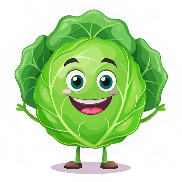 Cabbage Vegetable Cartoon Vector Icon Illustration Food Nature Icon Concept Isolated Premium Vector Flat Cartoon Style