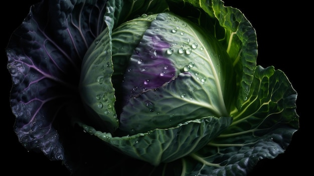 Cabbage visible drops of water generative AI