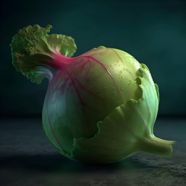 Cabbage with green leaves on a dark background Copy space