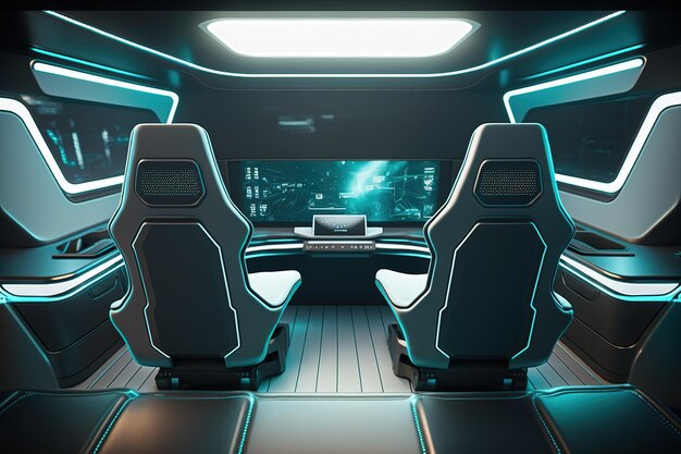 Photo cabin of a futuristic car in hud style ai