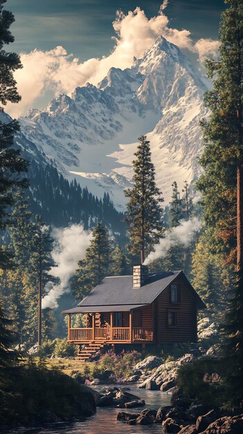 Photo cabin in the mountains