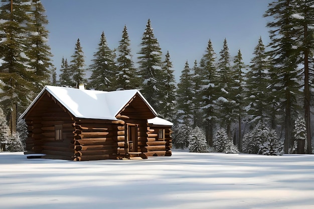 A cabin in a winter forest