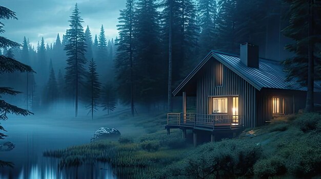 a cabin in the woods by the river