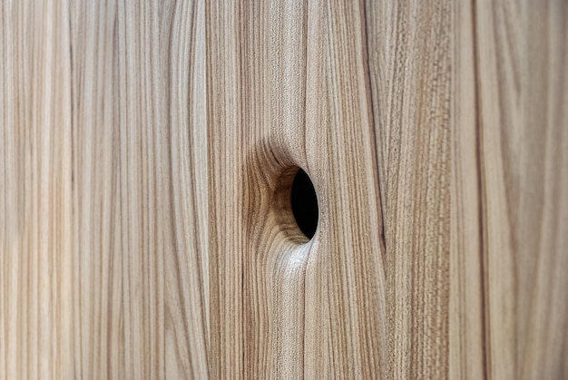 Cabinet door made of solid elm with a round handle hole Finger pull wardrobe door