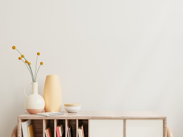 Cabinet mockup in modern empty room,white wall.3d rendering