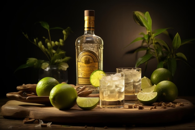 Cachaca Bottle and Glasses food Photography