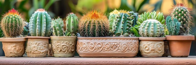 Photo cacti arrangement in decorative pot