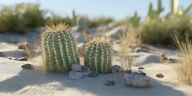 Photo cacti in a sandy desert landscape