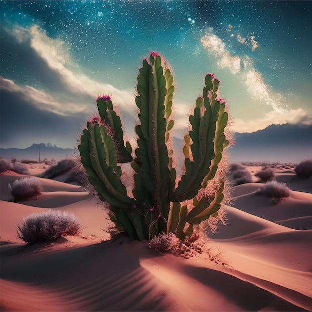 Cactus in the desert with a beautiful ackground