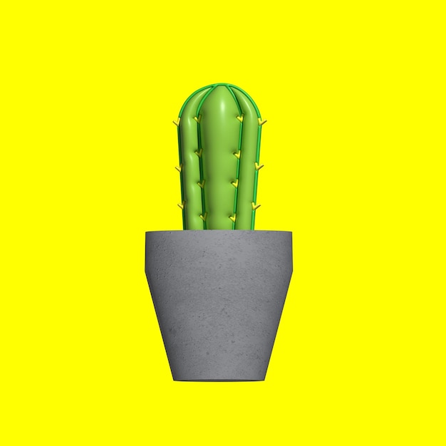 cactus icon in flat style on white background Cactus in pots and flowers decorated with different