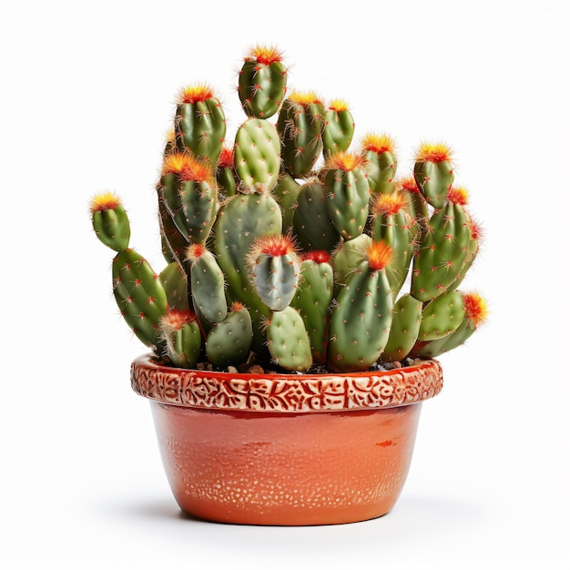 Cactus opuntia in terracotta pot