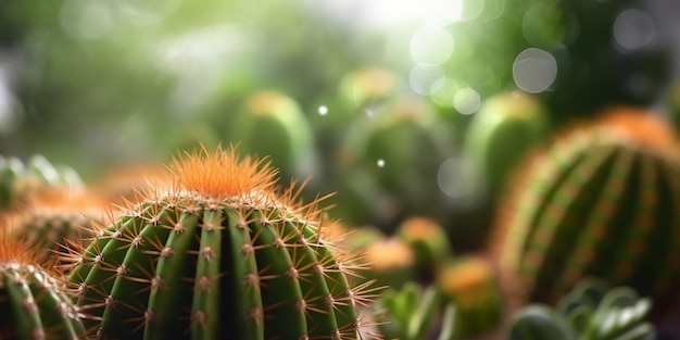 Cactus plant blurred photo copy space background Generative AI