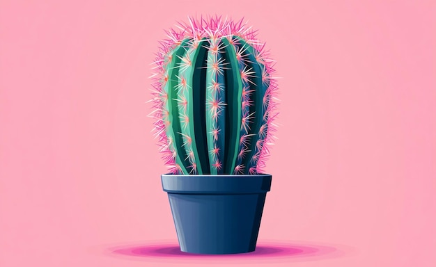 Photo a cactus plant with a pink background and a pink background