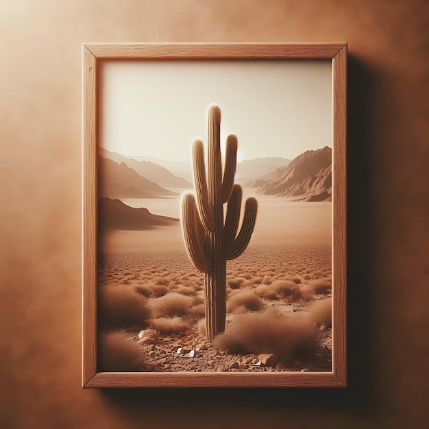 Cactus plants set of desert among sand and rocksRealistic image