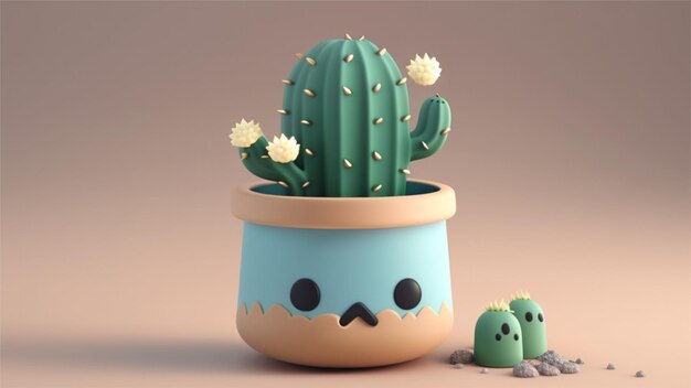 Photo a cactus pot with a cactus on it