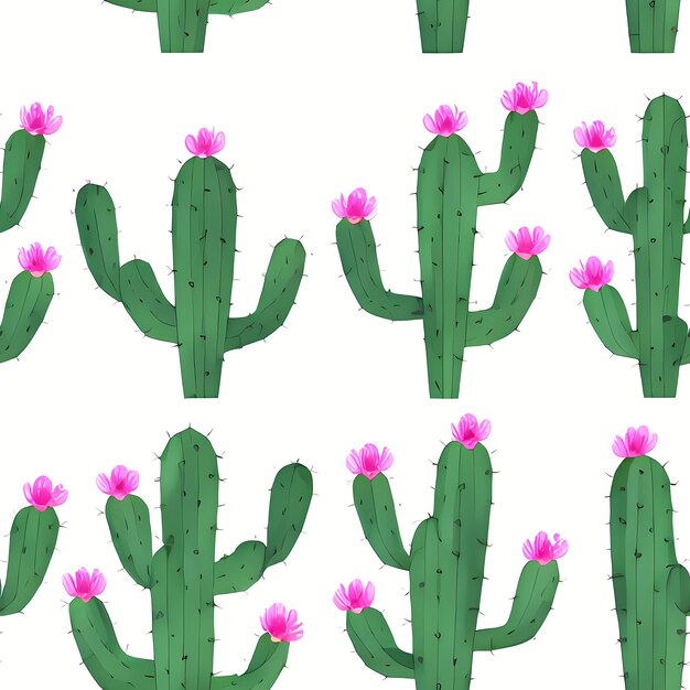 Cactus Seamless Repeat Pattern for kids designs cacti plants fabric print surface design packing cute Generative AI