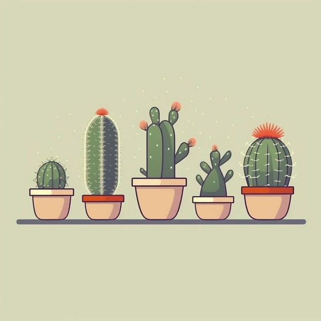 Cactus on a shelf vector art illustration