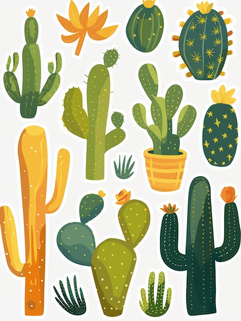 cactus sticker design with blank background